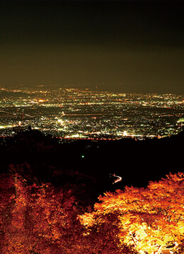 大山で楽しむライトアップされた幻想的な紅葉